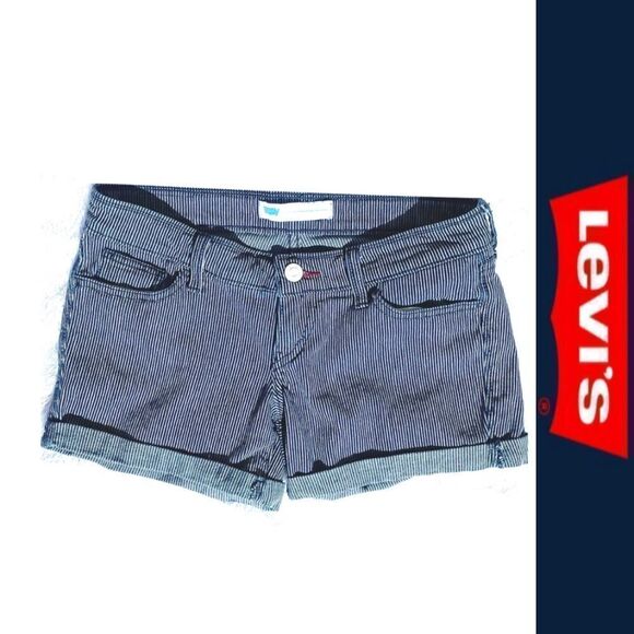Levi’s Dark Pinstripe Denim Shorts - Picture 1 of 7